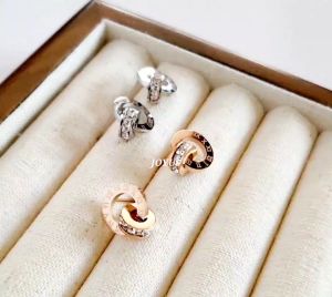 JOYUS Romie Titanium Stainless Steel 18K Gold Waterproof Zirconia Interlocking Earrings Birthday Gift Box