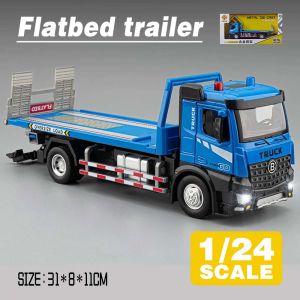 LEO 1:24 ชุดของขวัญสำหรับเด็กเด็กผู้ชายและเด็กผู้หญิงชุดรถของเล่นโมเดลรถเทรลเลอร์ไฟฟ้ารถโมเดล Diecast โลหะผสม