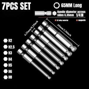 65-150mm 7Pcs Electric screwdriver head S2 Material magnetic anti slip spherical screwdriver Bit Set H2 H2.5 H3 H4 H5 H6 H8