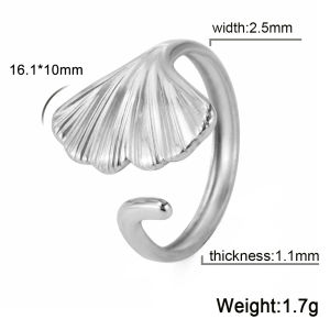 Cazador Ginkgo Leaves Rings for Women Open Geometric Ring Adjustable Stainless Steel Jewelry Mother Days Day Gift Wholesale New