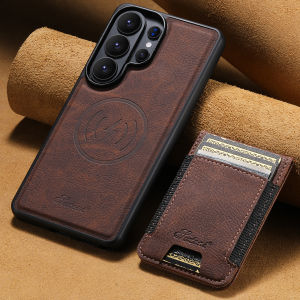 Ốp Điện Thoại Da Giả Cao Cấp SUTENI Tích Hợp Sạc Không Dây Từ Tính Kèm Giá Đỡ Thẻ Cho Samsung Galaxy S26 Ultra S25 Plus S24 S23+