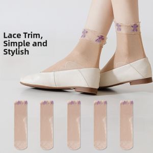 miiow | Ultra-Thin Summer Cat Womans Mid-Calf Socks Anti-Slip No-Tangle Loose Mouth Nylon Spandex Blend Comfortable For Middle-Aged And Elderly