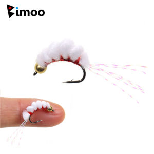 Bimoo 6PCS #10 Brass Bead Head Sucker Spawn Fly Twisted Flashabou Tinsel Tail Egg Fly For Trout Steelhead Fishing Lures Baits