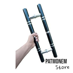 Handle gagang pintu baut tembus bulat 1¼ lis hitam panjang 45cm dan 60cm