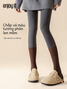 เพลิดเพลินไปกับ ผู้หญิง สีเทา ขนสัตว์ ถุงน่อง ฤดูใบไม้ร่วง ฤดูใบไม้ผลิ บาง เลกกิ้ง Splice ดีไซน์ การบีบอัดไนลอนบล็อกสีแจ๊กเก็ต กางเกง