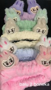 STIPA Bandana Bulu 2 Boneka Karakter Labubu Head Band Facial Korea Pelindung Rambut Accessories La bubu Wanita Anak BALU LZ