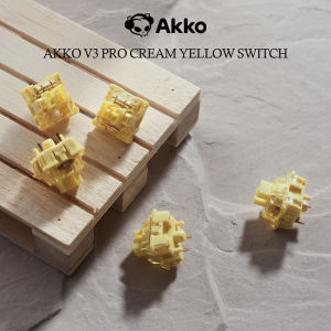 Akko | Akko V3 pro Cream Yellow Switch 5 Pin 50gf Linear Switch with Dustproof Stem Compatible with MX Mechanical Keyboard (45 pcs)