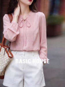 Basic House | Elegant Pink Lace Trimmed Summer Blouse