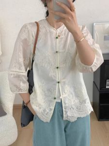 New Chinese Style Embroidered Mandarin Collar Shirt
