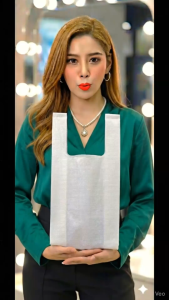 ถุงหูหิ้วใส่ของ ตราเด็กดี ขนาด 8x15 นิ้วหนา .04 มิล เนื้อถุงใส ขนาดบรรจุ 1 ห่อ /50 ใบ