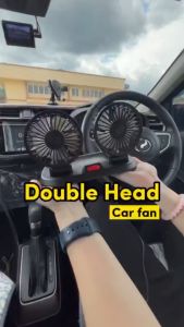 【 Same day shipment 】12V/24V Car Electric Fan Dual Head Fan 2 Speeds Adjustable Auto Cooling Fan With Parking Number Plate Mini Car Fan Portable Cooling Fan 3 Speed with LED Light