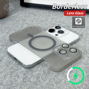 Luxury Matte Ultra-Thin Clear Magnetic Camera Glass Casing For iPhone 16 15 14 13 12 11 Pro Max 14 15 16 Plus No Fingerprints Shockproof Cover