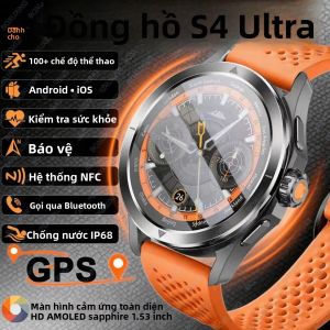 Đồng Hồ Thông Minh Ultra AMOLED Dành Cho Nam S4 Sport NFC GPS Chống Nước Gọi Bluetooth Theo Dõi Sức Khỏe Đo Nhịp Tim Màn Hình Cảm Ứng 1.53 Inch
