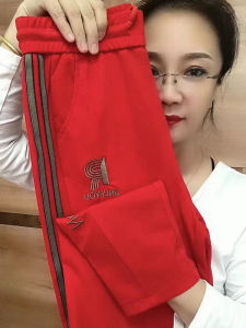 Quần Ống Đứng Màu Đỏ Cạp Cao Rộng Rãi Ôm Vừa Vặn Phong Cách Hàn Quốc Đa Năng Mùa Xuân 2023 Quần Dài Bằng Vải Lanh Cotton