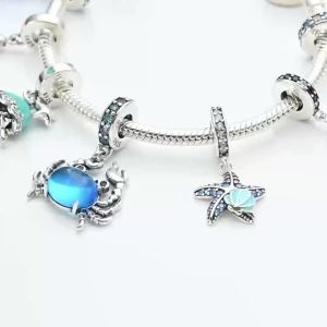 Chất Liệu Bạc 925 Dạ Quang Vương Miện Hạt Charm Cho Tự Làm Vòng Tay Vòng Cổ Cổ Điển Zircon Đính Hôn Sinh Nhật Món Quà Trang Sức