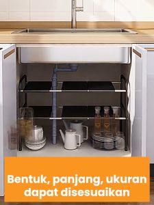 Starlight Rak Penyimpanan Dapur Bawah Wastafel Kitchen Rack Rak Kabinet Lemari Dapur Keranjang Geser Laci Rak Tarik Rak Dapur Bawah Wastafel Multifungsi HRM160