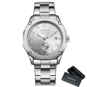T-WINNER | WINNER Luxury Gold Watch for Men Calendar Royal Automatic Mechanical Mens Watches Stainless Steel Strap Business Wristwatches
