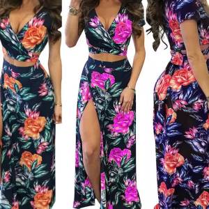 ＜1220＞ M482  Cửa Hàng Xuyên Biên Giới   Trạm Độc Lập  Phổ Biến Ở Châu Âu Và Châu Mỹ   Bộ Hai Mảnh Váy Bán Chạy Hoa Cổ Điển