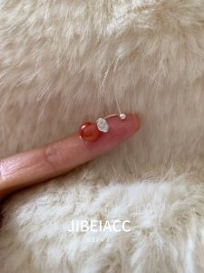 S999 Pure Silver South Red Earrings Double Piercing Screw Clasp Ear Jewelry Geometric Pattern Womens Fashion Accessories