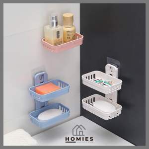 TEMPAT SABUN BATANG 2 TINGKAT KOTAK SABUN KAMAR MANDI 2 SUSUN RAK KAMAR MANDI TEMPAT SABUN TEMPEL