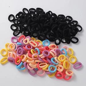 100Pcs/Bag Colorful Nylon Elastic Hair Band Kids Hair Tie Korean Women Ponytail Rubber Band Alony
