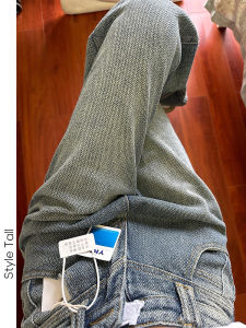 Extended High Waist Wide Leg Blue Jeans Women Tall Starry Sky Pattern Autumn Casual Long Pants Draping Ground Skimming