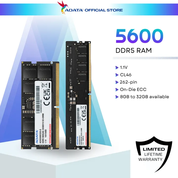 ADATA RAM DDR5/SO-DDR5 5600 U-DIMM/SO-DIMM - 8GB/16GB/32GB