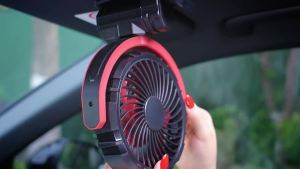 Eary Car Clip on Fan for Sun Visor Handle 2000mAh Rechargeable Battery Powered USB Fans Portable Car Air Cooling Fans for Suv RV