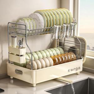 Dish Drying Rack Over Sink ，Large Capacity Dish Drainer Rack Adjustable Dish Basket Drainer with Telescopic Arms Sink Multifunctional Storage Rack