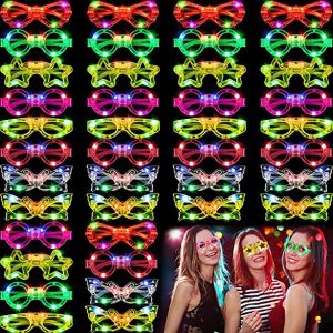 LED Flashing Multi Color Party Star Glasses Neon Light up Sunglasses Light-Up Glowing Glasses Toys for Adults Kids Party Favor
