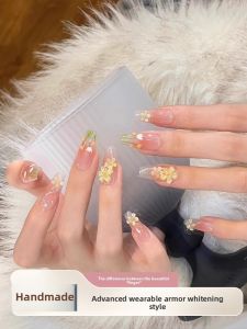MONLEYTA | Handmade Nail Art Patch Autumn Winter Short Style Finished Product High End Feel Pure Color False Nails Manicure Stickers