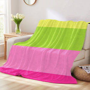 Beast Kingdom | Citrus Lime Stripes Flannel Blanket Ultra-Fine Fiber All Season Luxurious Fluffy Blanket Suitable For Beds Or Sofas