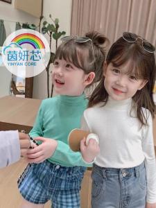 Childrens Modal Long Sleeve T-Shirt Soft Fabric Mid-Neck Base Shirt Boys Girls White Comfortable Breathable Spring Autumn