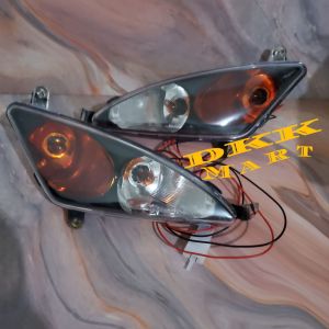 sepaket reflektor custom lampu depan mio lama + sen mio model mx custome smoke oren mio lama mio sporty