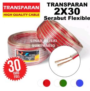 0Kabel Listrik Transparan Kabel Serabut (2x30) (2x50) (2x80)Roll 30 Yard Kabel SNIPER 2jalur Kabel Audio serabut