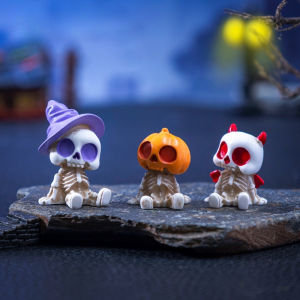 10PCS Random Halloween Skeleton Pumpkin Candy Resin Figurines Mini Ornaments for DIY Micro Landscape Desktop Craft Decoration
