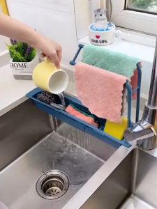 TLE Kitchen Drain Storage With Filter Basket Sink Rack Organiser Basin Shelf Holder Adjustable PENAPIS RAK SINKI DAPUR 水槽置物架