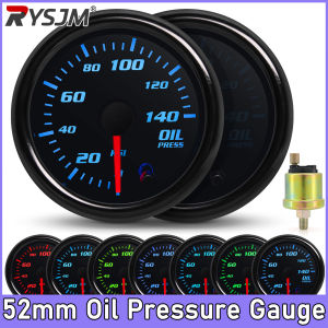 RYSJM | 7 Colors Backlight 52mm Oil Pressure Gauge 0~140 PSI Oil Pressure Meter Indicator for 12V Gasoline Car + Oil Pressure Sensor