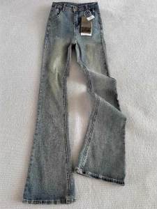 Retro Blue Bell Bottom Jeans Mens Slim Fit Straight Leg Narrow Version American Style Summer Wear Youth Trend Denim Pants