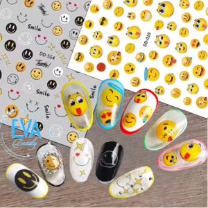 Miếng Dán Móng Tay 3D Chống Nước Chủ Đề Biểu Tượng Icon Colecction Hoạ Tiết Mặt Cười Smile Face DD554 / DD019