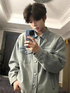 JIARONG | Youth Style Cement Yellow Waterwashed Faded Denim Jacket Cleanfit