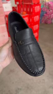[Hộp xịn] 7199 Giày mọi giày lười giày công sở Nam mũi tròn da mềm logo CC thời trang thanh lịch màu đen size 39-44😘