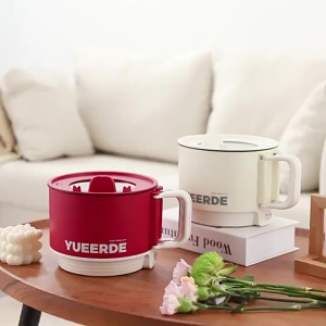 Double Layer Steamer Mini 1.5L Folding Handle Cooker Portable Electric Hot Pot Non-stick Liner Rice Instant Noodles Bowl