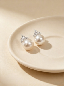 YISHU | Large S925 Silver Pearl Stud Earrings 15mm
