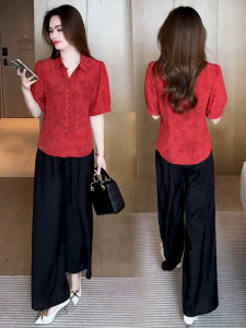 New Chinese Style Embroidered Loose Womens Shirt Summer New Style Belly Covering Slimming Top Trendy Commute Short Sleeve Polo Collar