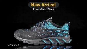 Sepatu Pria Sneakers Safety Sepatu Safety TAFFROCK (Ujung Besi + Kevlar) Anti Tusuk Sepatu Lari Sneakers Jogging Sepatu Olahraga Warna BIRU