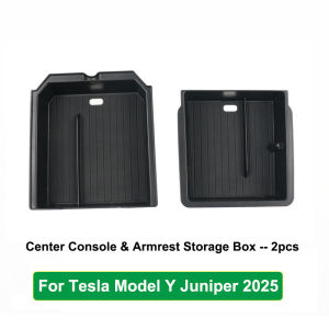 For Tesla New Model Y YL Juniper 2025 2026 Launch Console Armrest Upper Lower ABS Silicone Storage Box Cup Holder Camera Cover