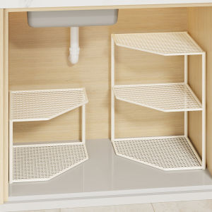 Kitchen Pot Rack Triangle under Sink Cabinet Multi-layer Pot Holder Storage Shelf Corner Placement Triangle Base Bookcase