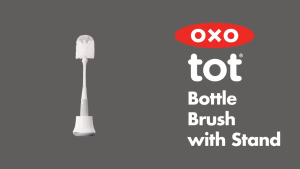OXO แปรงล้างขวดนมและจุกนม สีเทา I OXO TOT BOTTLE BRUSH WITH DETAIL CLEANER & STAND - GRAY