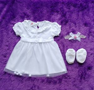 Baju Bayi Perempuan 0-12 Bulan/Dress Bayi Putih/Dress 1 Set/Dress Bayi korea/kado bayi/PURPLE BABY